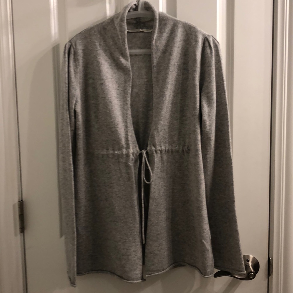 Athleta front tie grey cashmere cardigan size XS